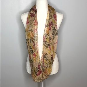 Floral Infinity Scarf Pink Brown